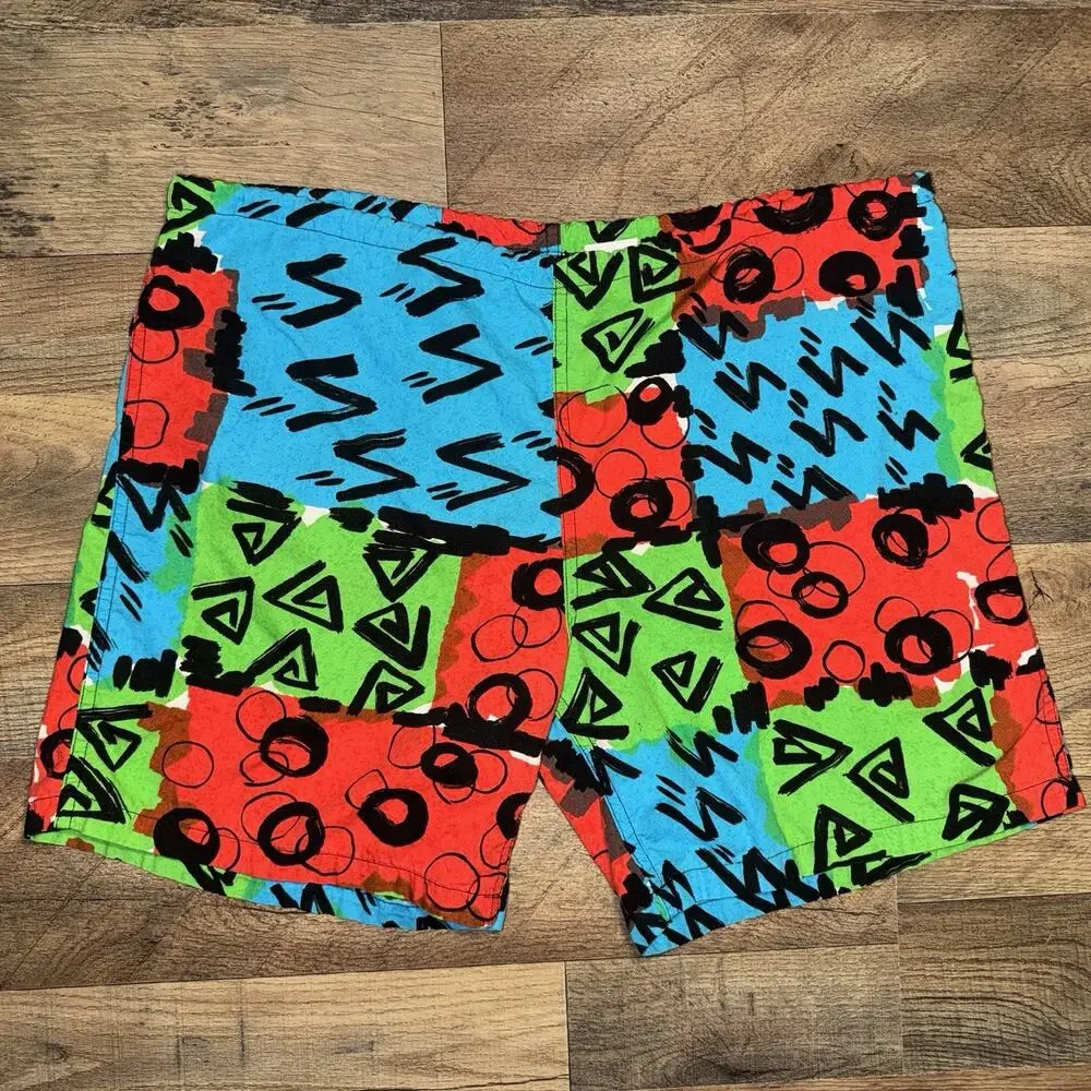 Vintage Surf Line Jams Shorts Mens Medium‎ Colorful Made in USA 80s 90s